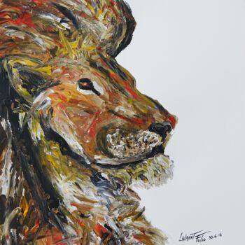 Ζωγραφική με τίτλο "lion" από Laurent Folco, Αυθεντικά έργα τέχνης, Ακρυλικό