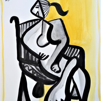 Peinture intitulée "Femme assise." par Laurent Folco, Œuvre d'art originale, Acrylique