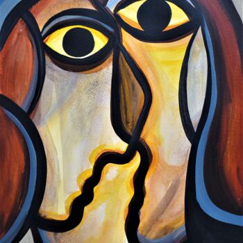 Painting titled "Double face" by Laurent Folco, Original Artwork, Acrylic