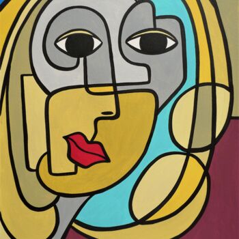 Painting titled "portrait feminin" by Laurent Folco, Original Artwork, Acrylic