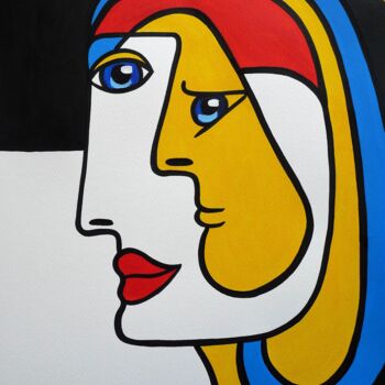 Painting titled "portrait féminin" by Laurent Folco, Original Artwork, Acrylic