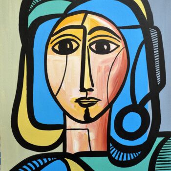 Painting titled "portrait féminin" by Laurent Folco, Original Artwork, Acrylic