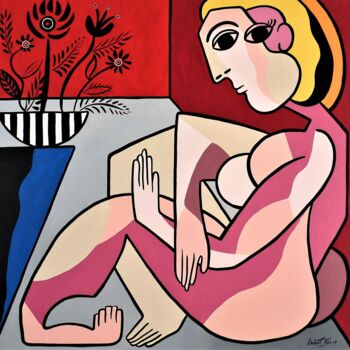 Pintura intitulada "La Chambre Rouge" por Laurent Folco, Obras de arte originais, Acrílico