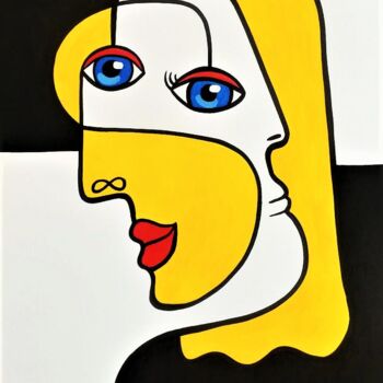 Картина под названием "portrait feminin" - Laurent Folco, Подлинное произведение искусства, Акрил