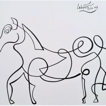 Painting titled "Horse" by Laurent Folco, Original Artwork, Acrylic
