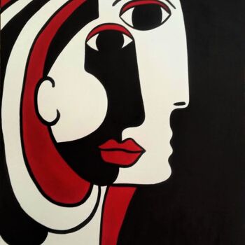 Pintura titulada "Portrait rouge" por Laurent Folco, Obra de arte original, Acrílico