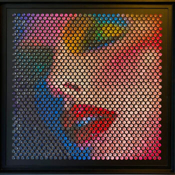 Malerei mit dem Titel "KISS ME" von Laurent Gros, Original-Kunstwerk, Digitale Malerei Auf Aluminium montiert