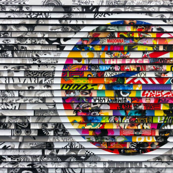 Collages titled "THE WORLD" by Laurent Gros, Original Artwork, Collages Mounted on Wood Panel