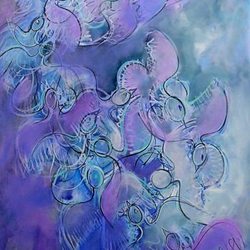 Pintura intitulada "oiseaux bleus" por Laurent Hunzinger, Obras de arte originais, Acrílico