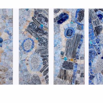 Escultura titulada "4 panneaux bleu" por Laurent Hunzinger, Obra de arte original, Mosaico