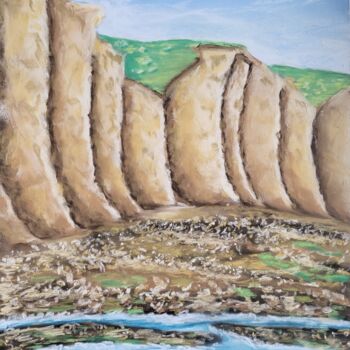 Dessin intitulée "Falaises de Normand…" par Laurent Lambert, Œuvre d'art originale, Pastel