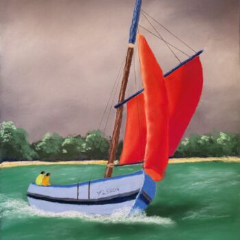 Dessin intitulée "Coquillier en mer d…" par Laurent Lambert, Œuvre d'art originale, Pastel