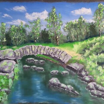 Рисунок под названием "Pont de Senoueix (G…" - Laurent Lambert, Подлинное произведение искусства, Пастель