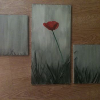 Painting titled "Coquelicot en tript…" by Laurent Leblanc, Original Artwork, Acrylic