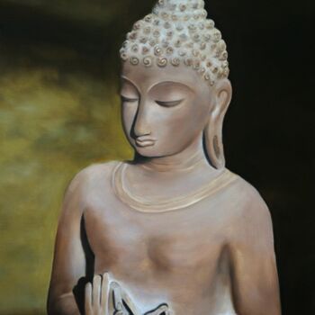 Peinture intitulée "Pose du Bouddha" par Laurent Maameri, Œuvre d'art originale, Huile Monté sur Châssis en bois