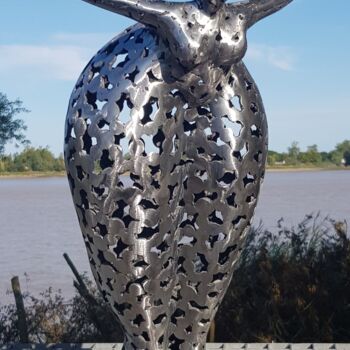 Sculpture titled "Plongeon ( petit)" by Laurent Maëro, Original Artwork, Stainless Steel