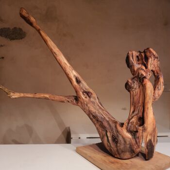 Скульптура под названием "la plage" - Laurent Malouvet, Подлинное произведение искусства, Дерево