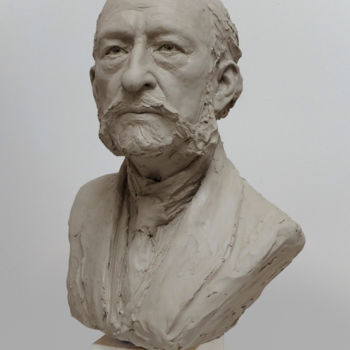 Sculpture titled "Buste d'Emile Carta…" by Laurent Mc, Original Artwork, Clay