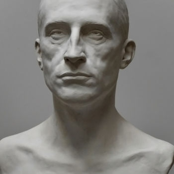 Sculpture titled "Marcel Duchamp" by Laurent Mc, Original Artwork, Plaster