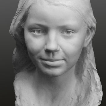 Sculpture titled "Portrait jeune fille" by Laurent Mc, Original Artwork, Plaster