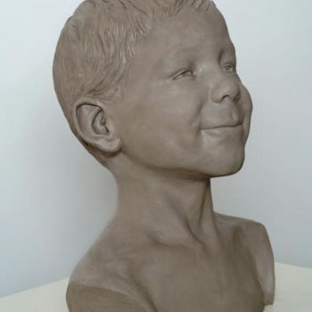 Скульптура под названием "Enfant" - Laurent Mc, Подлинное произведение искусства, Глина