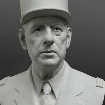 Rzeźba zatytułowany „De Gaulle au Musée…” autorstwa Laurent Mc, Oryginalna praca, Gips