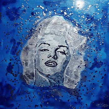 Schilderij getiteld "Blue marilyn" door Elmago, Origineel Kunstwerk, Acryl