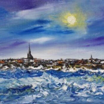 Painting titled "TEMPETE A SAINT MALO" by Laurent Pate, Original Artwork
