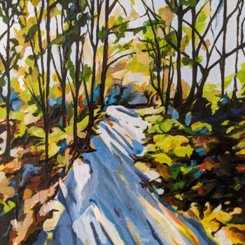 Pintura titulada "Sentier forestier a…" por Laurent Perazza, Obra de arte original, Acrílico Montado en Bastidor de camilla…