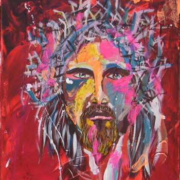 Painting titled "Jesus" by Laurent Pesteil, Original Artwork, Acrylic