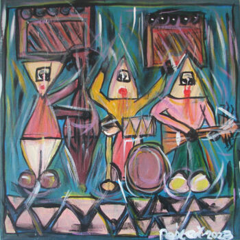 Pintura intitulada "L’étrange trio Tria…" por Laurent Pesteil, Obras de arte originais, Acrílico