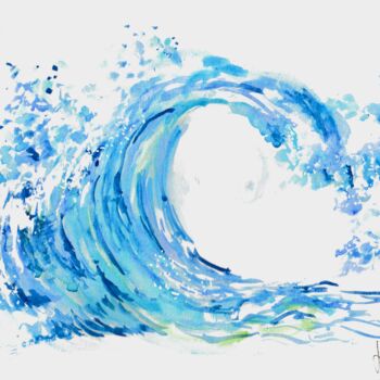 Peinture intitulée "La vague" par Laurent Senechau, Œuvre d'art originale, Aquarelle