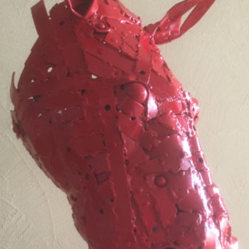 Sculpture titled "cheval Ferrari" by Laurent Vaillant, Original Artwork, Metals