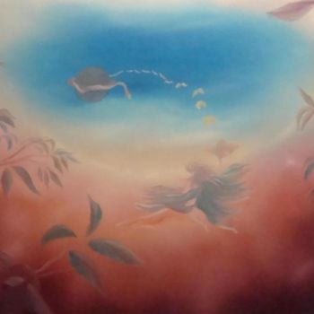 Painting titled "wishes le verbe" by Laurent Aubin, Original Artwork, Oil