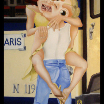 Картина под названием "Escale à Nice" - Laurent Berthe, Подлинное произведение искусства, Масло Установлен на картон