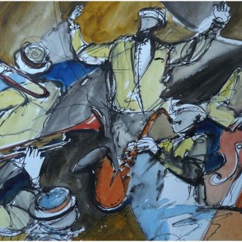 Pittura intitolato "Sur un air de Jazz" da Laurent Bois, Opera d'arte originale, Acrilico