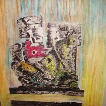 Рисунок под названием "le chateau en ruine" - Lauretta Bonhomme, Подлинное произведение искусства