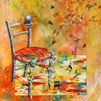 Painting titled "La chaise" by Laurette Landiech, Original Artwork, Acrylic