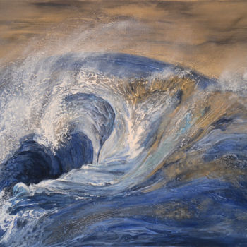 Peinture intitulée "Vague marine" par Laurette Landiech, Œuvre d'art originale, Huile