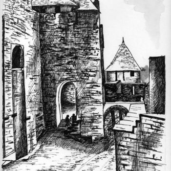 Drawing titled "Carcassonne 2" by Laure Vieusse, Original Artwork