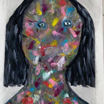 Pintura titulada "Portrait multicolore" por Lauriane Wisniewski (I___ ____I *), Obra de arte original, Acrílico Montado en B…