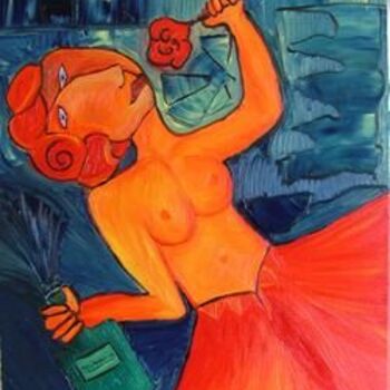 Painting titled "La buveuse de mélan…" by Laurie Thinot, Original Artwork