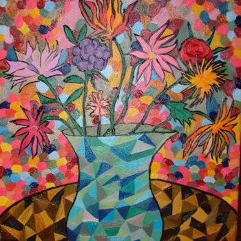 Painting titled "Les fleurs" by Laurie Thinot, Original Artwork