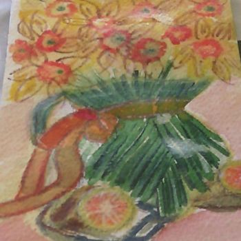 Painting titled "flowerpot-with-coun…" by Laurinda Costa, Original Artwork