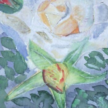 Painting titled "rose-in-loose-style…" by Laurinda Costa, Original Artwork, Watercolor