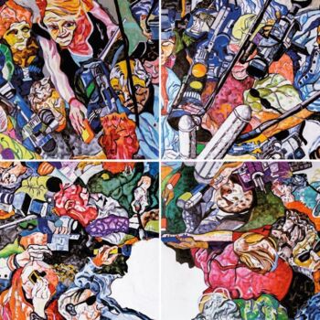 Art textile intitulée "L'inconnue" par Lautum, Œuvre d'art originale, Huile