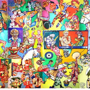 Art textile intitulée "Silence aquarium " par Lautum, Œuvre d'art originale, Huile