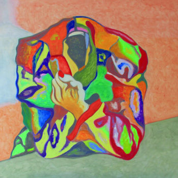 Art textile intitulée "Dépouille" par Lautum, Œuvre d'art originale, Huile