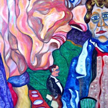 Art textile intitulée "Coktail Party " par Lautum, Œuvre d'art originale, Huile