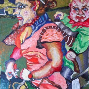 Art textile intitulée "La marche en avant " par Lautum, Œuvre d'art originale, Huile